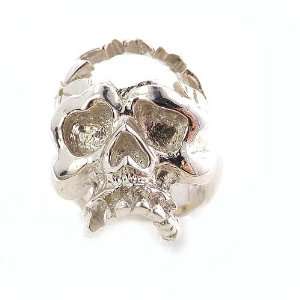 Rare Unusual Heavy 20G Solid Sterling Silver Hand Carved Smashed Skull 
