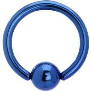 14 Gauge Blue Anodized Titanium Ball Captive Ring Jewelry