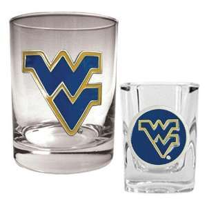  West Virginia Mountaineers NCAA Rocks Glass And Shot Glass 