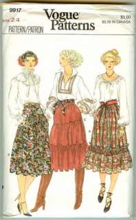 Vogue 9917~Boho TIERED or RUFFLED SKIRT Pattern~ w. 24  
