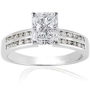  0.75 Ct Radiant Cut Diamond Engagement Ring Channel Set 