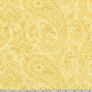  45 Wide Moda Portugal Paisley Tonal Creamy Yellow Fabric 
