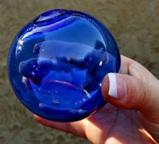 RARE VINTAGE BLUE GLASS FISHING FLOAT BALL  