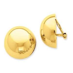   Yellow Gold Omega Clip 24mm Half Ball Non pierced Earrings Jewelry