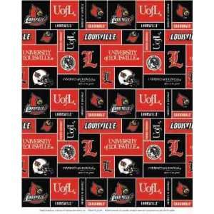 College University of Louisville Cardinals Print Fleece Fabric By the 