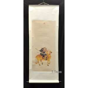 Samurai Warrior Wall Scroll Riding Golden Horse