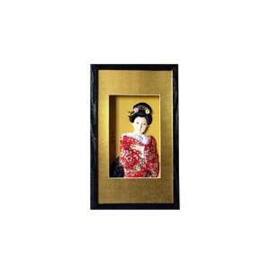 Oriental Art Shadowbox   Geisha in Red Kimono 13