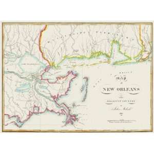  NEW ORLEANS LOUISIANA (LA/MS) MAP 1815