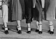 1953 teenage girls wearing dog collar anklets on socks  