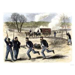 Union Army Signal Corps Setting Up Telegraph Wire during a Civil War 
