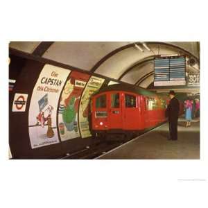 1960s Tube Train in Piccadilly Circus Station Architecture Giclee 
