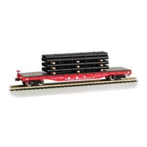  ATSF Flat Car with Pipe Load N Scale Toys & Games