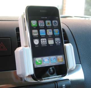 White Air Vent Padded Car Holder for Apple iPhone 4S  