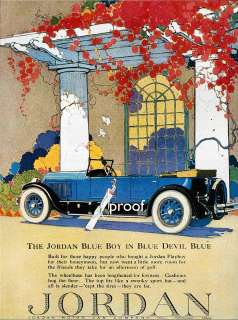 Old Vintage Jordan Blue BoyTouring Car Antique Ad Poster S Repro 