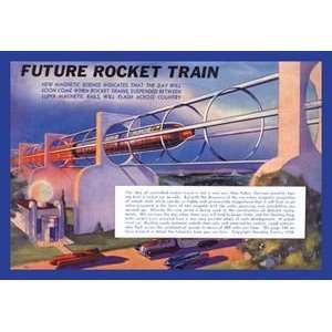  Future Rocket Train   12x18 Framed Print in Black Frame 