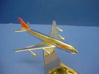   BUHLER SWISSAIR 747 CHROME DESK TOP MODEL AIRPLANE ASHTRAY  