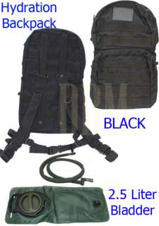 Molle Hydration Backpack Pack W/ 2.5 L Liter Bladder Black  