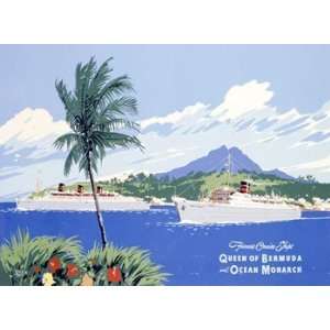  Fumess Cruise Ships, Bermuda Note Card by Adolph Treidler 