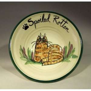  Spoiled Rotten Cat Bowl or Plate by Moonfire Pottery 