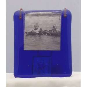   Cobalt Blue Fused Glass Picture Frame by Bill Aune