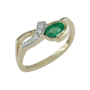    Daifka   size 8.25 14K Gold Emerald & Diamond Ring Jewelry