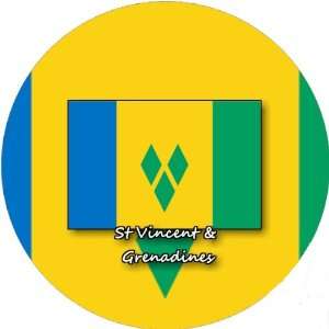  58mm Round Pin Badge St Vincent And Grenadines Flag