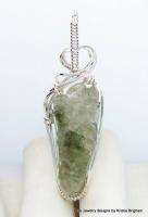 GREEN APATITE CRYSTAL Sterling Silver WIRE WRAP PENDANT  