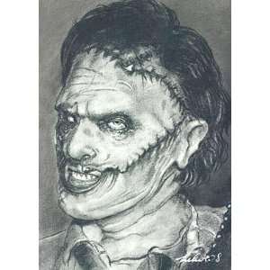  Leatherface Portrait Charcoal Drawing Matted 16 X 20 