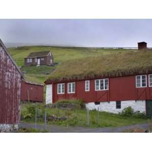  Turf Roofed Timber Houses at Elduvik, Eysturoy, Faroe 
