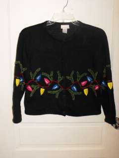 UGLY TACKY CHRISTMAS Sweater Cardigan K.B. Collections Size Small 