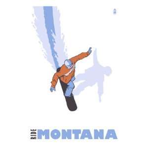  Montana, Stylized Snowboarder Giclee Poster Print