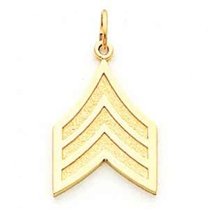  3/4in US Army Sgt Pendant   14k Yellow Gold Jewelry