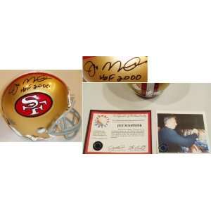  Joe Montana Signed 49ers Mini Helmet w/HOF 2000 Sports 