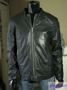 GUESS Black Aragon Moto Man Made Leather Jacket NWT  