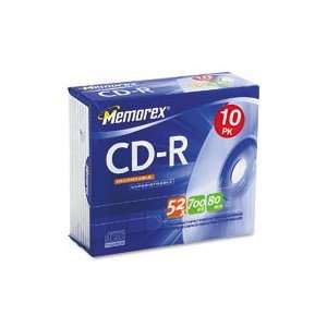  Memorex 52X CD R Media 10 Pack in Jewel Case Office 