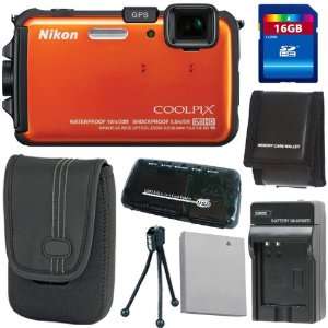 Nikon COOLPIX AW100 16 MP CMOS Waterproof Digital Camera with GPS and 