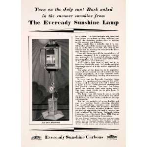  1929 Ad Eveready Sunshine Carbons Lamp Artificial Sun Light 
