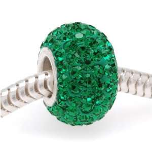  Sterling Silver Sparkle Bead May Birthstone Emerald 