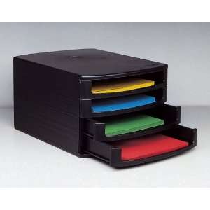  Axcess 4 drawer open front desk set   Black Office 