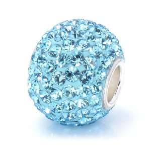 Bella Fascini Aqua Blue Ball Swarovski Elements Crystal Pave Sterling 