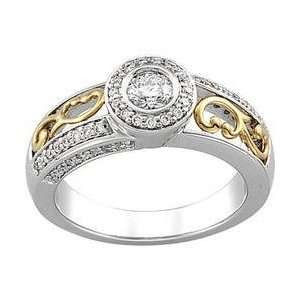  14k Two Tone Gold Diamond Bridal Engagement Ring 