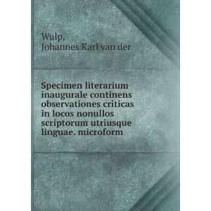   utriusque linguae. microform Johannes Karl van der Wulp Books
