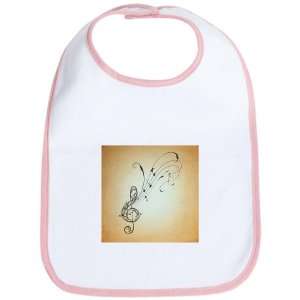    Baby Bib Petal Pink Treble Clef Music Notes 