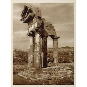   Temple Castor Pollux Dioscuri Agrigento Sicily   Original Photogravure