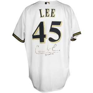 Carlos Lee Milwaukee Brewers Autographed Game Used White Jersey with 