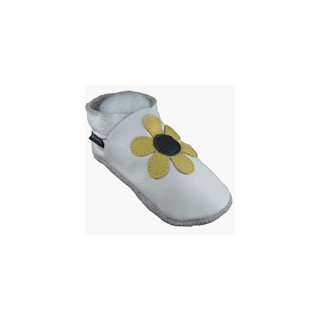    Buskins Baby Shoes Elastix in White with Sun Flower (Size4) Baby