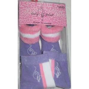    Baby Phat Baby Booties & Socks Size 0 6 Months Purple/Pin Baby