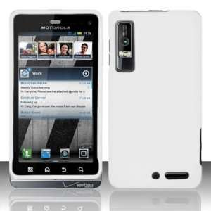  Droid 3 (Verizon) Rubberized Case Cover Protector   White (free 