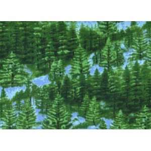  TREE48 TT7833 North, Green Pine Trees on Blue By Timeless 