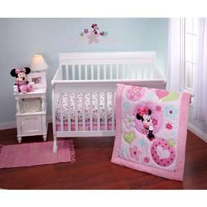   Baby Girl Disney Pink Minnie Mouse Heart Love Crib Bedding Set Baby